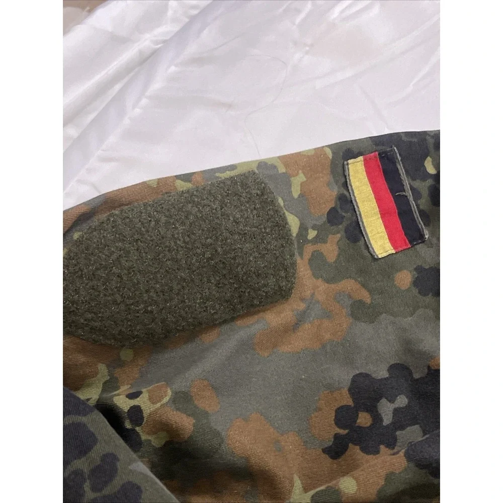 German Bundeswehr Flecktarn Camo Shirt Zip And Snap Closer‎ Long Sleeve Unisex